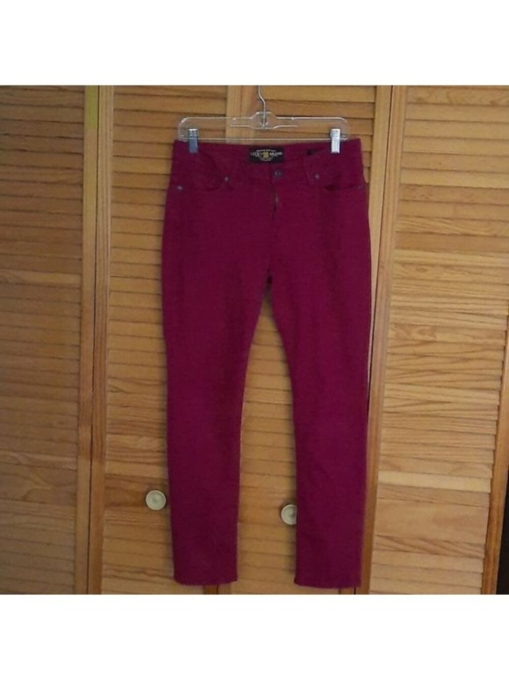 Lucky Brand Lolita Skinny Jeans Burgundy Wine Stretch Denim Size 6/28A